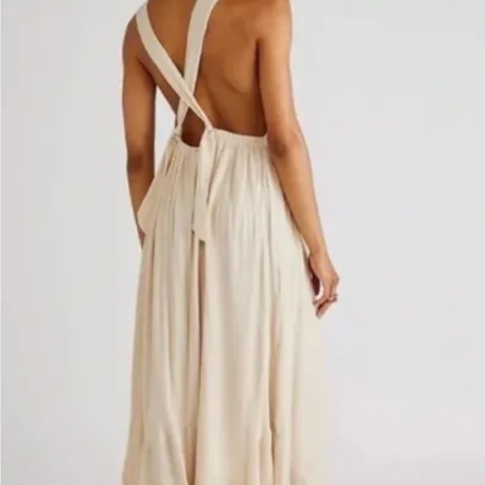 Free People Endless Summer Showstopper Midi Maxi Dress Halter Ivory Tan - Picture 2 of 6